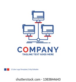 Company Name Logo Design For database, distributed, connection, network, computer. Blue and red Brand Name Design with place for Tagline. Abstract Creative Logo template for Small and Large Business.