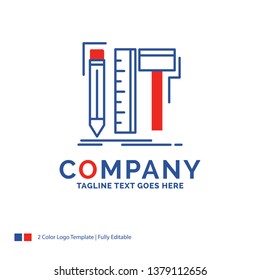 Company Name Logo Design For Design, designer, digital, tools, pencil. Blue and red Brand Name Design with place for Tagline. Abstract Creative Logo template for Small and Large Business.