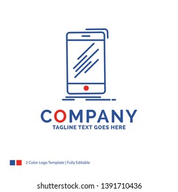 Company Name Logo Design For Device, mobile, phone, smartphone, telephone. Blue and red Brand Name Design with place for Tagline. Abstract Creative Logo template for Small and Large Business.
