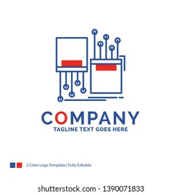 Company Name Logo Design For digital, fiber, electronic, lane, cable. Blue and red Brand Name Design with place for Tagline. Abstract Creative Logo template for Small and Large Business.