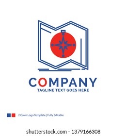 Company Name Logo Design For Direction, explore, map, navigate, navigation. Blue and red Brand Name Design with place for Tagline. Abstract Creative Logo template for Small and Large Business.