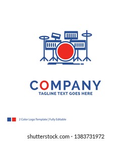 Company Name Logo Design For drum, drums, instrument, kit, musical. Blue and red Brand Name Design with place for Tagline. Abstract Creative Logo template for Small and Large Business.