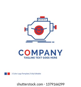 Company Name Logo Design For Engine, industry, machine, motor, performance. Blue and red Brand Name Design with place for Tagline. Abstract Creative Logo template for Small and Large Business.