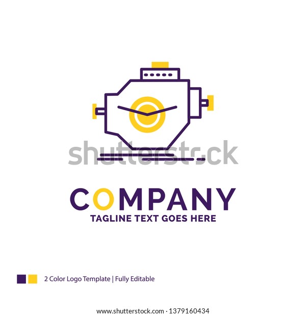 Company Name Logo Design For Engine, industry,\
machine, motor, performance. Purple and yellow Brand Name Design\
with place for Tagline. Creative Logo template for Small and Large\
Business.