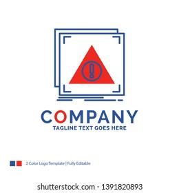 Company Name Logo Design For Error, Application, Denied, server, alert. Blue and red Brand Name Design with place for Tagline. Abstract Creative Logo template for Small and Large Business.