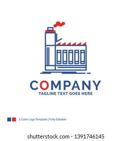 Company Name Logo Design For Factory, industrial, industry, manufacturing, production. Blue and red Brand Name Design with place for Tagline. Abstract Creative Logo template for Small and Large Busine