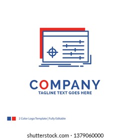 Company Name Logo Design For File, object, processing, settings, software. Blue and red Brand Name Design with place for Tagline. Abstract Creative Logo template for Small and Large Business.