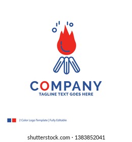 Company Name Logo Design For fire, flame, bonfire, camping, camp. Blue and red Brand Name Design with place for Tagline. Abstract Creative Logo template for Small and Large Business.