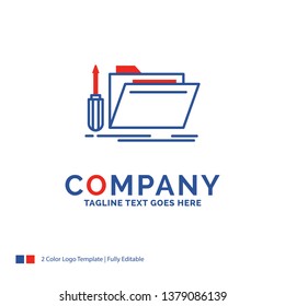 Company Name Logo Design For folder, tool, repair, resource, service. Blue and red Brand Name Design with place for Tagline. Abstract Creative Logo template for Small and Large Business.