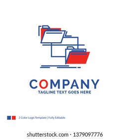 Company Name Logo Design For folder, file, management, move, copy. Blue and red Brand Name Design with place for Tagline. Abstract Creative Logo template for Small and Large Business.