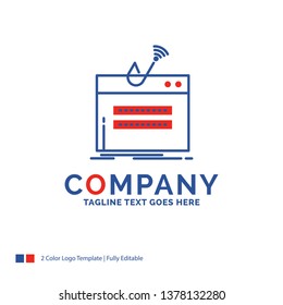 Company Name Logo Design For fraud, internet, login, password, theft. Blue and red Brand Name Design with place for Tagline. Abstract Creative Logo template for Small and Large Business.