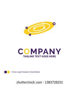 Company Name Logo Design For Galaxy, astronomy, planets, system, universe. Purple and yellow Brand Name Design with place for Tagline. Creative Logo template for Small and Large Business.