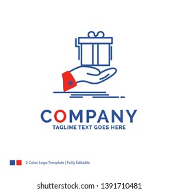 Company Name Logo Design For gift, surprise, solution, idea, birthday. Blue and red Brand Name Design with place for Tagline. Abstract Creative Logo template for Small and Large Business.