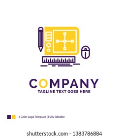 Company Name Logo Design For design, Graphic, Tool, Software, web Designing. Purple and yellow Brand Name Design with place for Tagline. Creative Logo template for Small and Large Business.