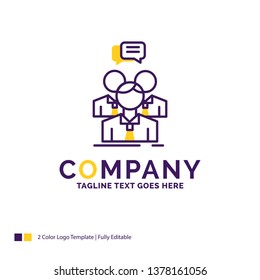 Company Name Logo Design For group, business, meeting, people, team. Purple and yellow Brand Name Design with place for Tagline. Creative Logo template for Small and Large Business.