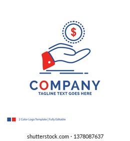 Company Name Logo Design For help, cash out, debt, finance, loan. Blue and red Brand Name Design with place for Tagline. Abstract Creative Logo template for Small and Large Business.