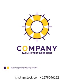 Company Name Logo Design For Help, Lifebuoy, Lifesaver, Save, Support. Purple And Yellow Brand Name Design With Place For Tagline. Creative Logo Template For Small And Large Business.