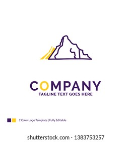 Company Name Logo Design For hill, landscape, nature, mountain, scene. Purple and yellow Brand Name Design with place for Tagline. Creative Logo template for Small and Large Business.