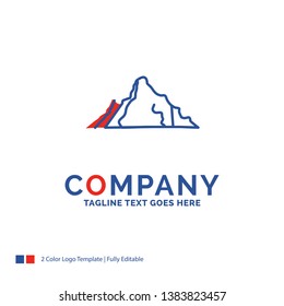 Company Name Logo Design For hill, landscape, nature, mountain, scene. Blue and red Brand Name Design with place for Tagline. Abstract Creative Logo template for Small and Large Business.