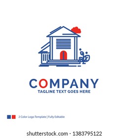 Company Name Logo Design For Home, house, Apartment, building, office. Blue and red Brand Name Design with place for Tagline. Abstract Creative Logo template for Small and Large Business.