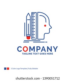 Company Name Logo Design For Design, human, ruler, size, thinking. Blue and red Brand Name Design with place for Tagline. Abstract Creative Logo template for Small and Large Business.