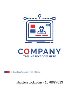 Company Name Logo Design For interface, website, user, layout, design. Blue and red Brand Name Design with place for Tagline. Abstract Creative Logo template for Small and Large Business.