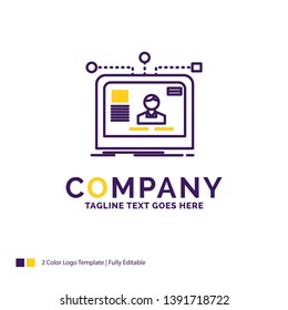 Company Name Logo Design For interface, website, user, layout, design. Purple and yellow Brand Name Design with place for Tagline. Creative Logo template for Small and Large Business.