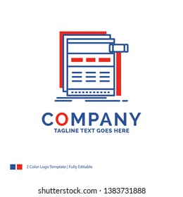 Company Name Logo Design For Internet, page, web, webpage, wireframe. Blue and red Brand Name Design with place for Tagline. Abstract Creative Logo template for Small and Large Business.