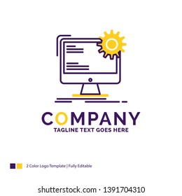 Company Name Logo Design For Internet, layout, page, site, static. Purple and yellow Brand Name Design with place for Tagline. Creative Logo template for Small and Large Business.