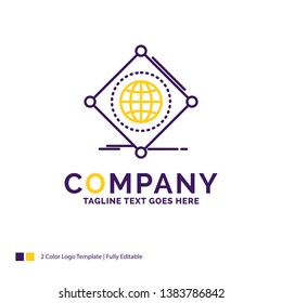 Company Name Logo Design For IOT, internet, things, of, global. Purple and yellow Brand Name Design with place for Tagline. Creative Logo template for Small and Large Business.