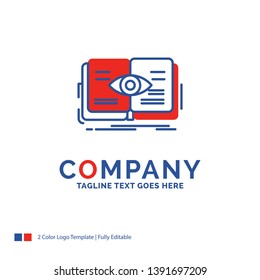 Company Name Logo Design For knowledge, book, eye, view, growth. Blue and red Brand Name Design with place for Tagline. Abstract Creative Logo template for Small and Large Business.