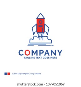 Company Name Logo Design For launch, startup, ship, shuttle, mission. Blue and red Brand Name Design with place for Tagline. Abstract Creative Logo template for Small and Large Business.