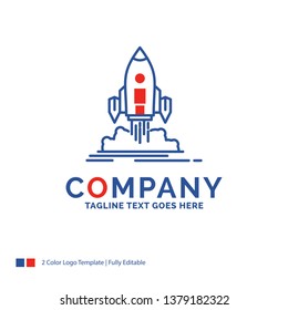 Company Name Logo Design For Launch, mission, shuttle, startup, publish. Blue and red Brand Name Design with place for Tagline. Abstract Creative Logo template for Small and Large Business.