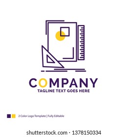 Company Name Logo Design For Design, layout, page, sketch, sketching. Purple and yellow Brand Name Design with place for Tagline. Creative Logo template for Small and Large Business.