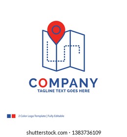 Company Name Logo Design For Map, Camping, plan, track, location. Blue and red Brand Name Design with place for Tagline. Abstract Creative Logo template for Small and Large Business.