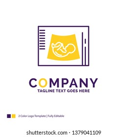 Company Name Logo Design For Maternity, pregnancy, sonogram, baby, ultrasound. Purple and yellow Brand Name Design with place for Tagline. Creative Logo template for Small and Large Business.