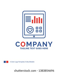 Company Name Logo Design For monitoring, health, heart, pulse, Patient Report. Blue and red Brand Name Design with place for Tagline. Abstract Creative Logo template for Small and Large Business.