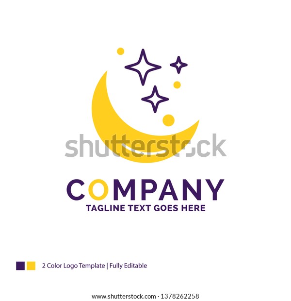 Company Name Logo\
Design For Moon, Night, star, weather, space. Purple and yellow\
Brand Name Design with place for Tagline. Creative Logo template\
for Small and Large\
Business.
