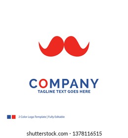 Company Name Logo Design For moustache, Hipster, male, men. Blue and red Brand Name Design with place for Tagline. Abstract Creative Logo template for Small and Large Business.