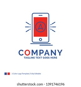 Company Name Logo Design For navigation, app, camping, gps, location. Blue and red Brand Name Design with place for Tagline. Abstract Creative Logo template for Small and Large Business.