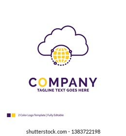 Company Name Logo Design For network, city, globe, hub, infrastructure. Purple and yellow Brand Name Design with place for Tagline. Creative Logo template for Small and Large Business.