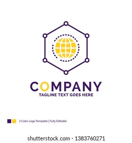 Company Name Logo Design For Network, Global, data, Connection, Business. Purple and yellow Brand Name Design with place for Tagline. Creative Logo template for Small and Large Business.