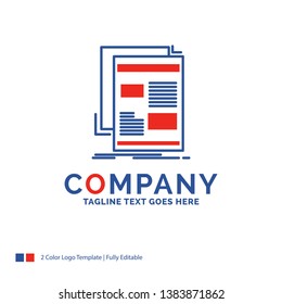 Company Name Logo Design For news, newsletter, newspaper, media, paper. Blue and red Brand Name Design with place for Tagline. Abstract Creative Logo template for Small and Large Business.