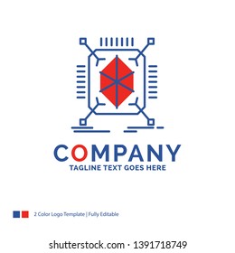 Company Name Logo Design For Object, prototyping, rapid, structure, 3d. Blue and red Brand Name Design with place for Tagline. Abstract Creative Logo template for Small and Large Business.