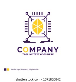 Company Name Logo Design For Object, prototyping, rapid, structure, 3d. Purple and yellow Brand Name Design with place for Tagline. Creative Logo template for Small and Large Business.