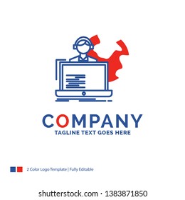 Company Name Logo Design For outsource, outsourcing, allocation, human, online. Blue and red Brand Name Design with place for Tagline. Abstract Creative Logo template for Small and Large Business.