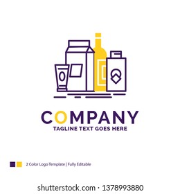 Company Name Logo Design For packaging, Branding, marketing, product, bottle. Purple and yellow Brand Name Design with place for Tagline. Creative Logo template for Small and Large Business.