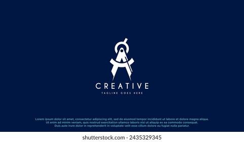 Company Name Logo Design For Precision, accure, geometry, compass, measurement. Blue and red Brand Name Design with place for Tagline. Abstract Creative Logo template for Small and Large Business.