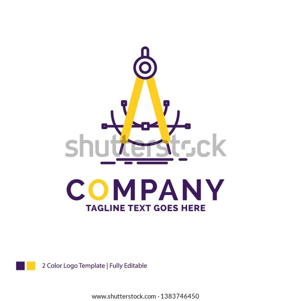 Company Name Logo Design For Precision, accure,\
geometry, compass, measurement. Purple and yellow Brand Name Design\
with place for Tagline. Creative Logo template for Small and Large\
Business.