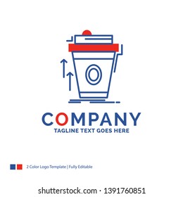 Company Name Logo Design For product, promo, coffee, cup, brand marketing. Blue and red Brand Name Design with place for Tagline. Abstract Creative Logo template for Small and Large Business.